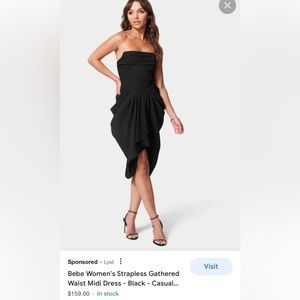 Bebe Strapless Gathered Waist. Size Medium & Large. Brand New w Tags